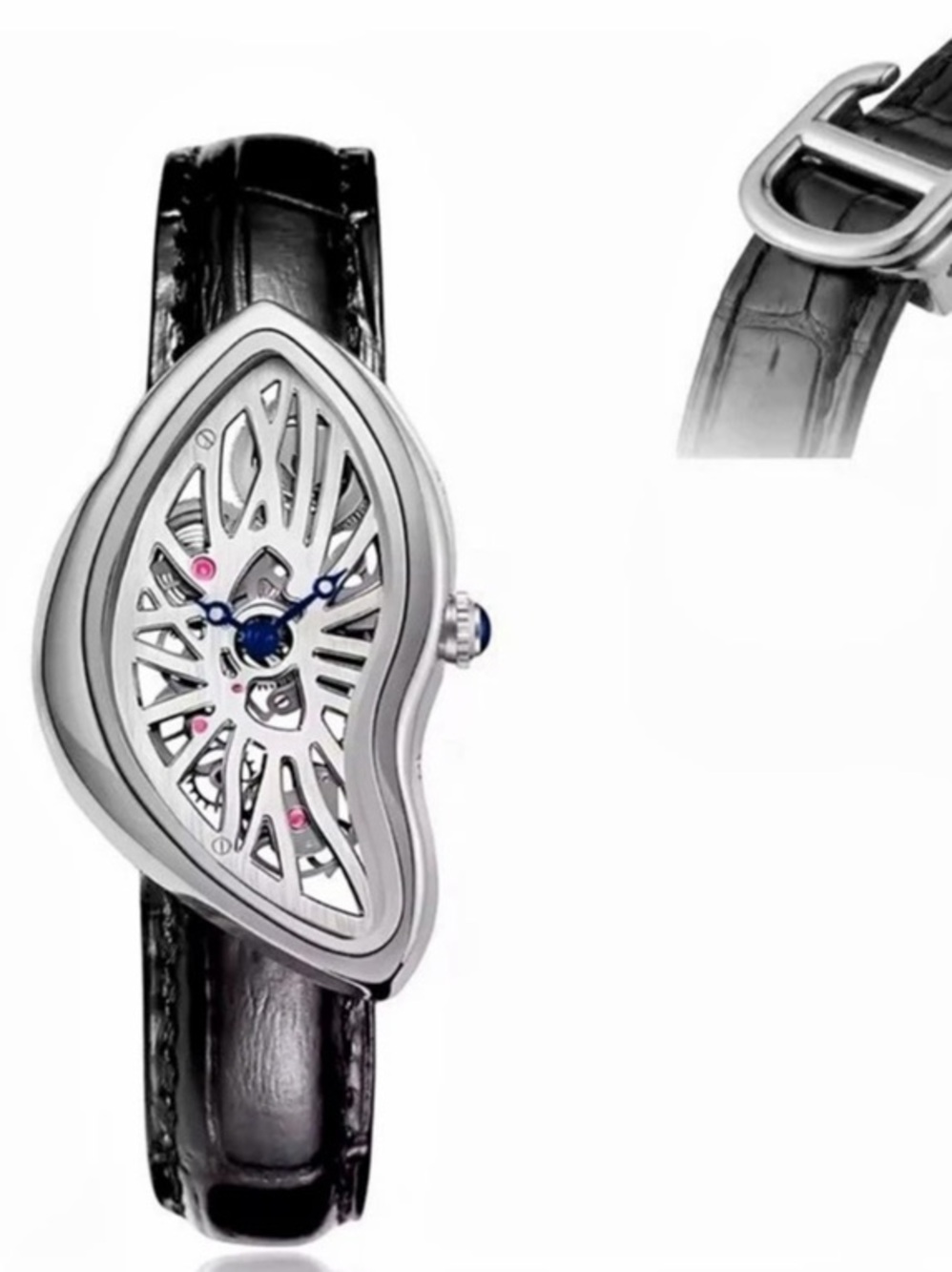 New  Privé Tank Asymétrique Skeleton Watch Silver &